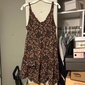 Mine Brown Paisley Mini Dress